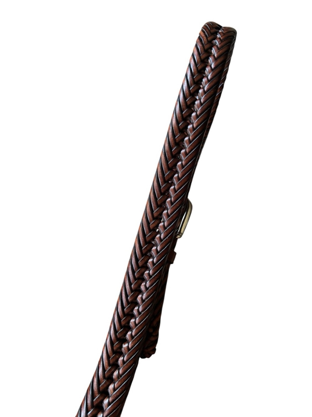 Brown Braided Genuine Leather Belt 1.25” Wide Brushed Silver Buckle Size 38 - Picture 6 of 13